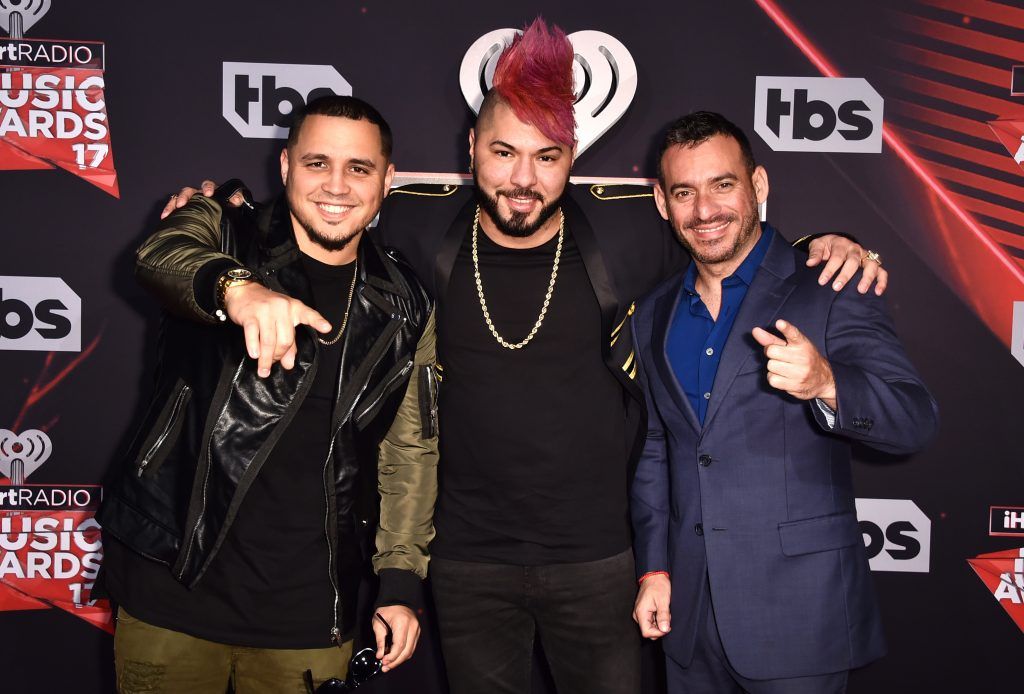 (L-R) DJ's IAmChino, Chacal and Jorge Gomez attend the 2017 iHeartRadio Music Awards which broadcast live on Turner's TBS, TNT, and truTV at The Forum on March 5, 2017 in Inglewood, California.  (Photo by Alberto E. Rodriguez/Getty Images)