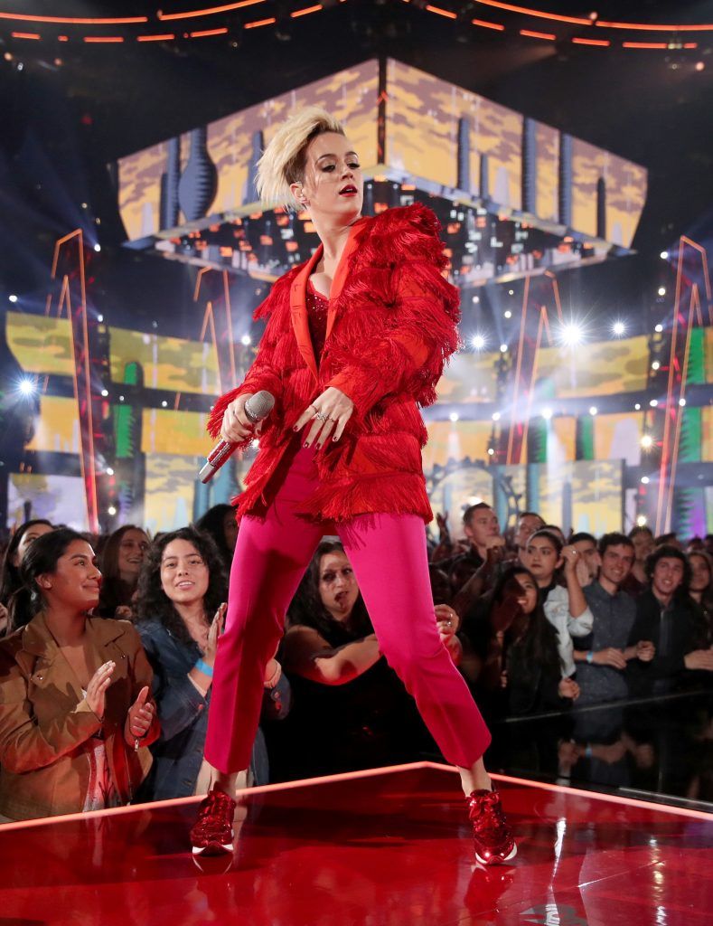 Musician Katy Perry performs onstage at the 2017 iHeartRadio Music Awards which broadcast live on Turner's TBS, TNT, and truTV at The Forum on March 5, 2017 in Inglewood, California.  (Photo by Christopher Polk/Getty Images for iHeartMedia)