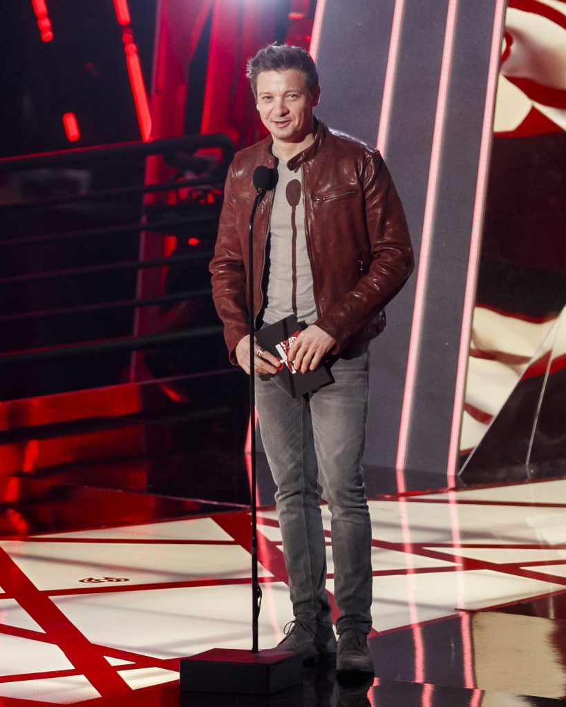 Actor Jeremy Renner speaks onstage at the 2017 iHeartRadio Music Awards which broadcast live on Turner's TBS, TNT, and truTV at The Forum on March 5, 2017 in Inglewood, California.   (Photo by Rich Polk/Getty Images for iHeartMedia)