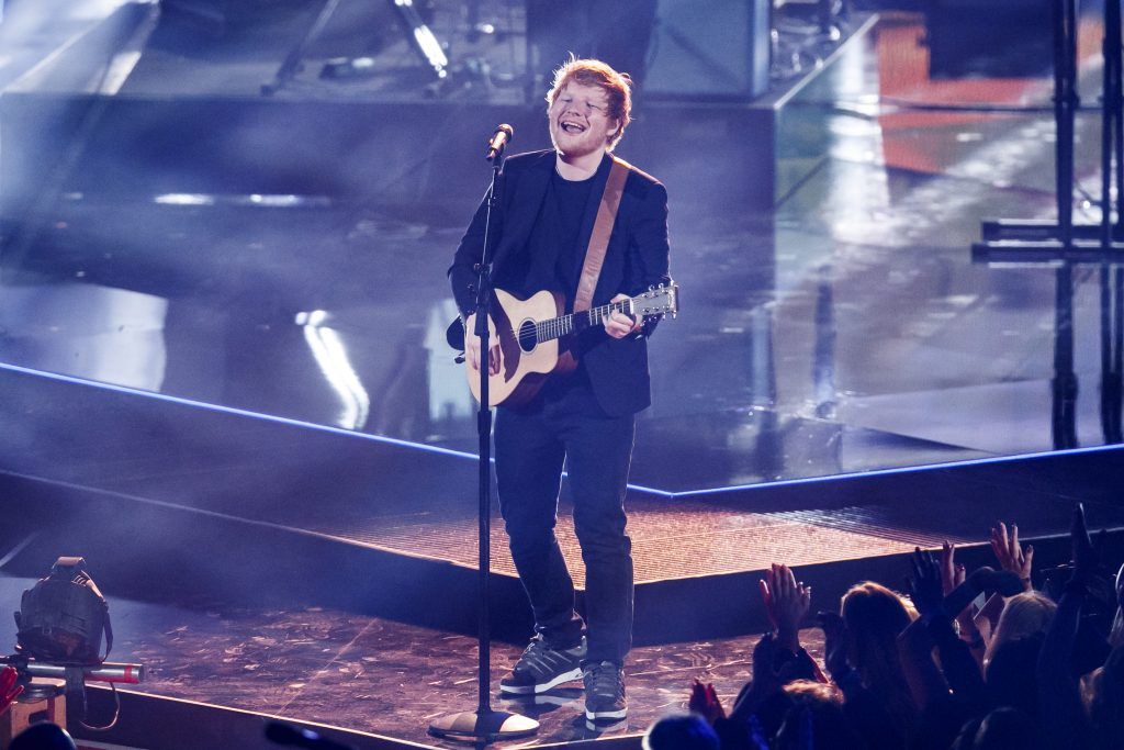 Musician Ed Sheeran performs onstage at the 2017 iHeartRadio Music Awards which broadcast live on Turner's TBS, TNT, and truTV at The Forum on March 5, 2017 in Inglewood, California.  (Photo by Rich Polk/Getty Images for iHeartMedia)