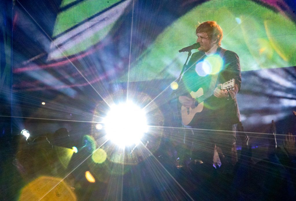 Singer-songwriter Ed Sheeran onstage at the 2017 iHeartRadio Music Awards which broadcast live on Turner's TBS, TNT, and truTV at The Forum on March 5, 2017 in Inglewood, California.  (Photo by Christopher Polk/Getty Images for iHeartMedia)