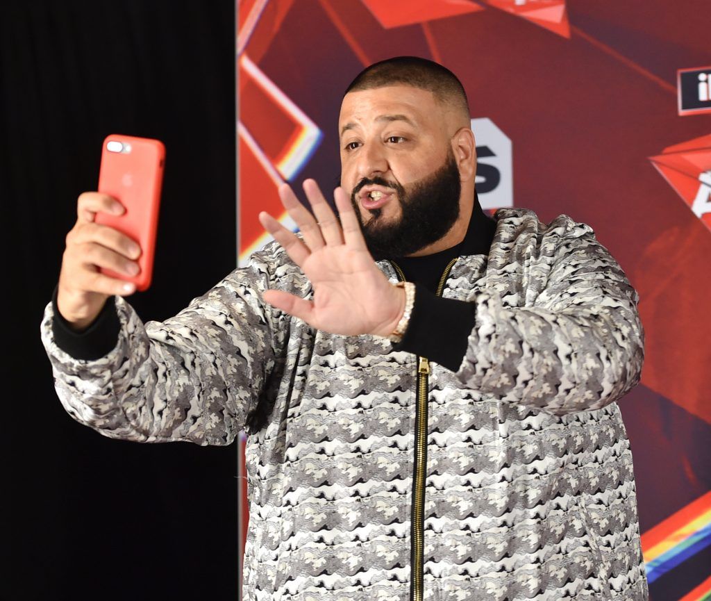 DJ Khaled poses for a selfie photo in the press room at the 2017 iHeartRadio Music Awards which broadcast live on Turner's TBS, TNT, and truTV at The Forum on March 5, 2017 in Inglewood, California.  (Photo by Alberto E. Rodriguez/Getty Images)