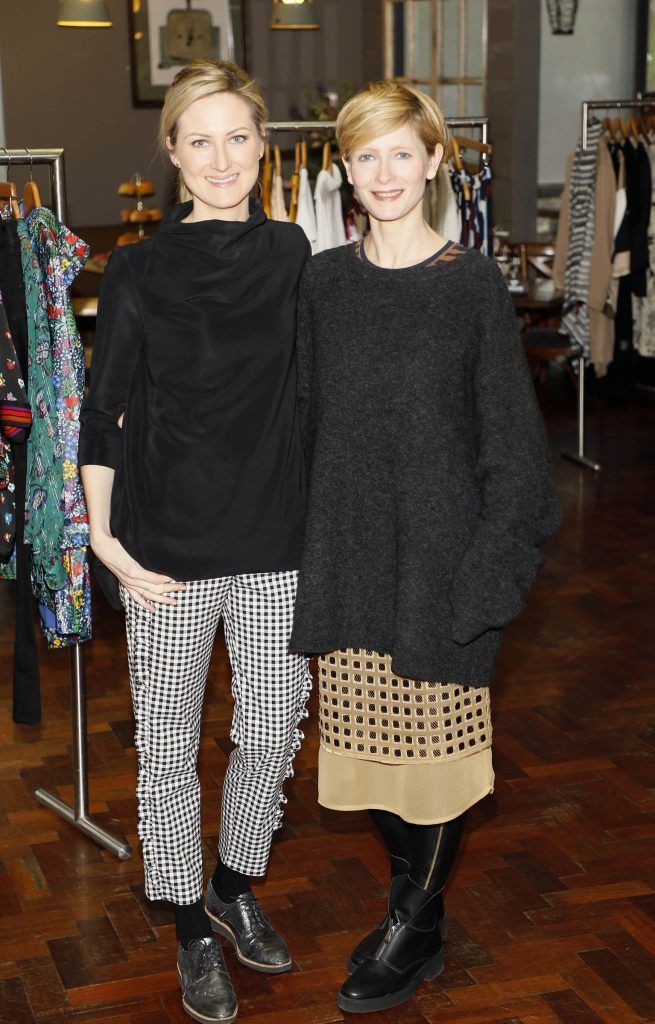 Sarah Ricard and Marie O'Neill at the launch of the AVOCA Spring Summer 2017 Collection at their Rathcoole Store-photo Kieran Harnett