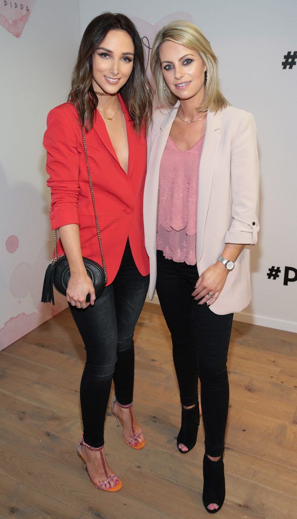 Niamh Doherty and Laura Warren Treacy at the opening of the POCO by Pippa bespoke pop up denim store in Dundrum Town Centre, Dublin (Picture by Brian McEvoy).
