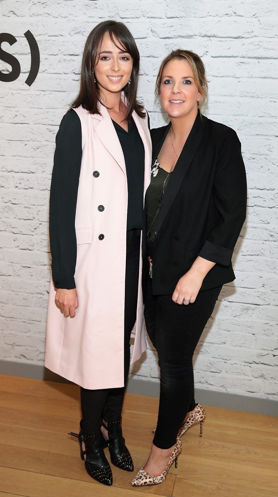 Laoise Moggan and Emma Campbell at the opening of the POCO by Pippa bespoke pop up denim store in Dundrum Town Centre, Dublin (Picture by Brian McEvoy).