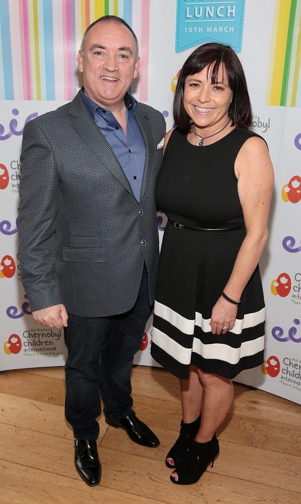 Noel Kelly and Catriona Kelly at Liz and Noel's Chernobyl Lunch in Fire Restaurant, Mansion House on Dawson Street, Dublin (Photo by Brian McEvoy).