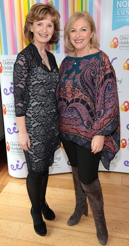 Adi Roche and Liz O Donnell at Liz and Noel's Chernobyl Lunch in Fire Restaurant, Mansion House on Dawson Street, Dublin (Photo by Brian McEvoy).