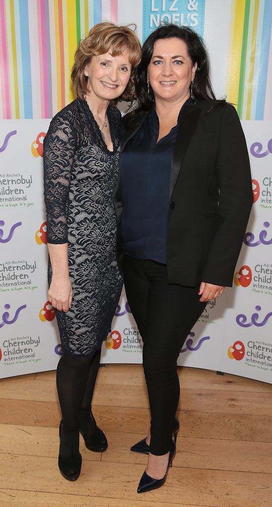 Adi Roche and Bridget Cleary at Liz and Noel's Chernobyl Lunch in Fire Restaurant, Mansion House on Dawson Street, Dublin (Photo by Brian McEvoy).