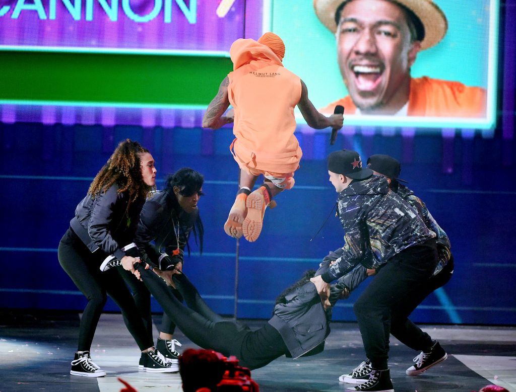 Actor Nick Cannon performs onstage at Nickelodeon's 2017 Kids' Choice Awards at USC Galen Center on March 11, 2017 in Los Angeles, California.  (Photo by Kevin Winter/Getty Images)