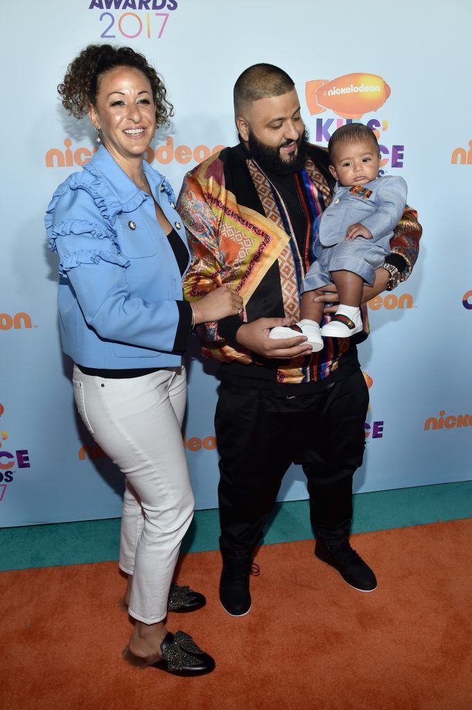DJ Khaled (C) with Nicole Tuck and Asahd Tuck Khaled at Nickelodeon's 2017 Kids' Choice Awards at USC Galen Center on March 11, 2017 in Los Angeles, California.  (Photo by Alberto E. Rodriguez/Getty Images)