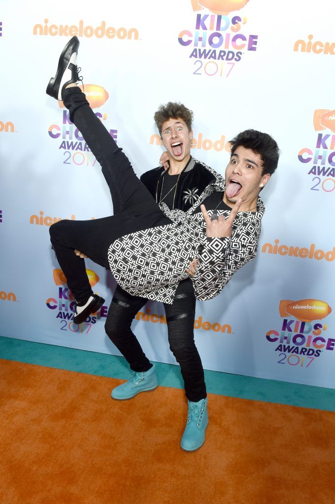 Internet personalities  Juanpa Zurita (L) and Sebastián Villalobos at Nickelodeon's 2017 Kids' Choice Awards at USC Galen Center on March 11, 2017 in Los Angeles, California.  (Photo by Emma McIntyre/Getty Images)