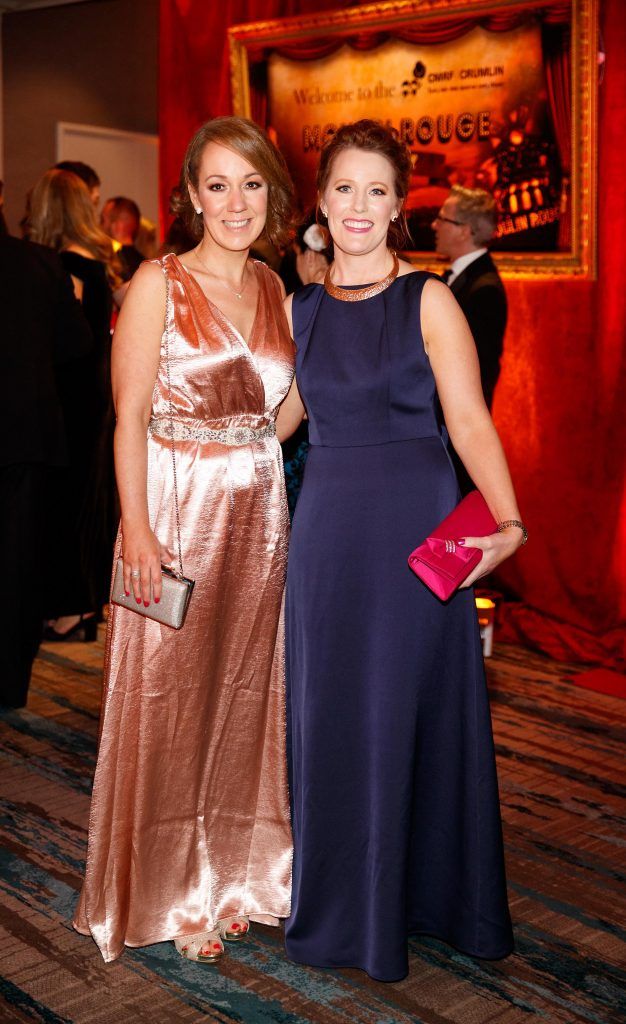 Roisin Mullan and Jenny Sweeney pictured at the annual Crumlin Ball in aid of Our Lady's Children's Hospital and CMRF Crumlin.This year's Moulin Rouge themed event was held in The Clayton Hotel, Burlington Road, Dublin. Picture Andres Poveda