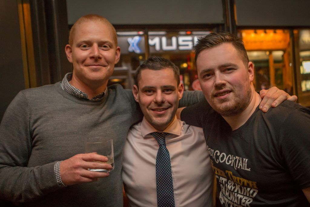 Pictured are Conor McCrohan, Clive Slevin and Eoin O’Neill at the launch of The Bitter Truth & Drumshanbo Gunpowder Irish Gin cocktail collaboration at The Exchequer Dublin 2 on Wednesday evening. Photos by Tom O'Brien.