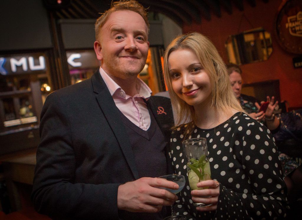 Pictured are Mark Morgan and Averyl Quinn at the launch of The Bitter Truth & Drumshanbo Gunpowder Irish Gin cocktail collaboration at The Exchequer Dublin 2 on Wednesday evening. Photos by Tom O'Brien.