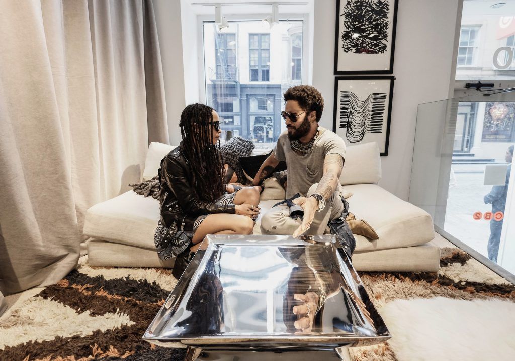 Lenny Kravitz is seen with his daughter Zoe Kravitz as he celebrates the launch of CB2 x Kravitz Design by Lenny Kravitz at the CB2 Soho store on September 22, 2015 in New York City.  (Photo by Dimitrios Kambouris/Getty Images for CB2)