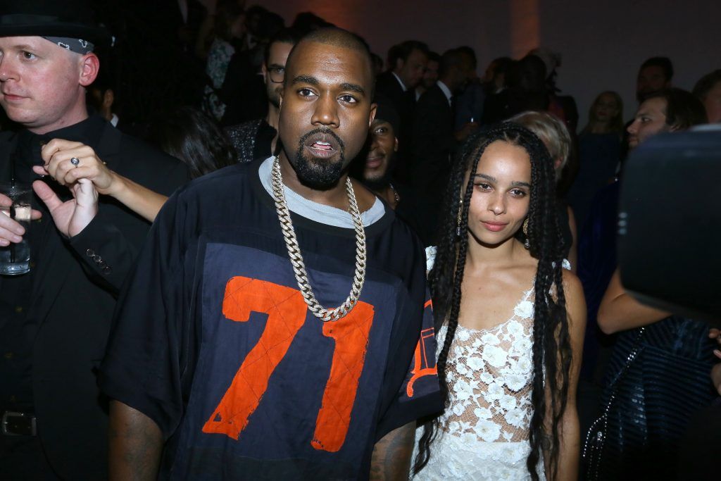 Kanye West and Zoe Kravitz attend Vogue 95th Anniversary Party on October 3, 2015 in Paris, France.  (Photo by Victor Boyko/Getty Images for Vogue)