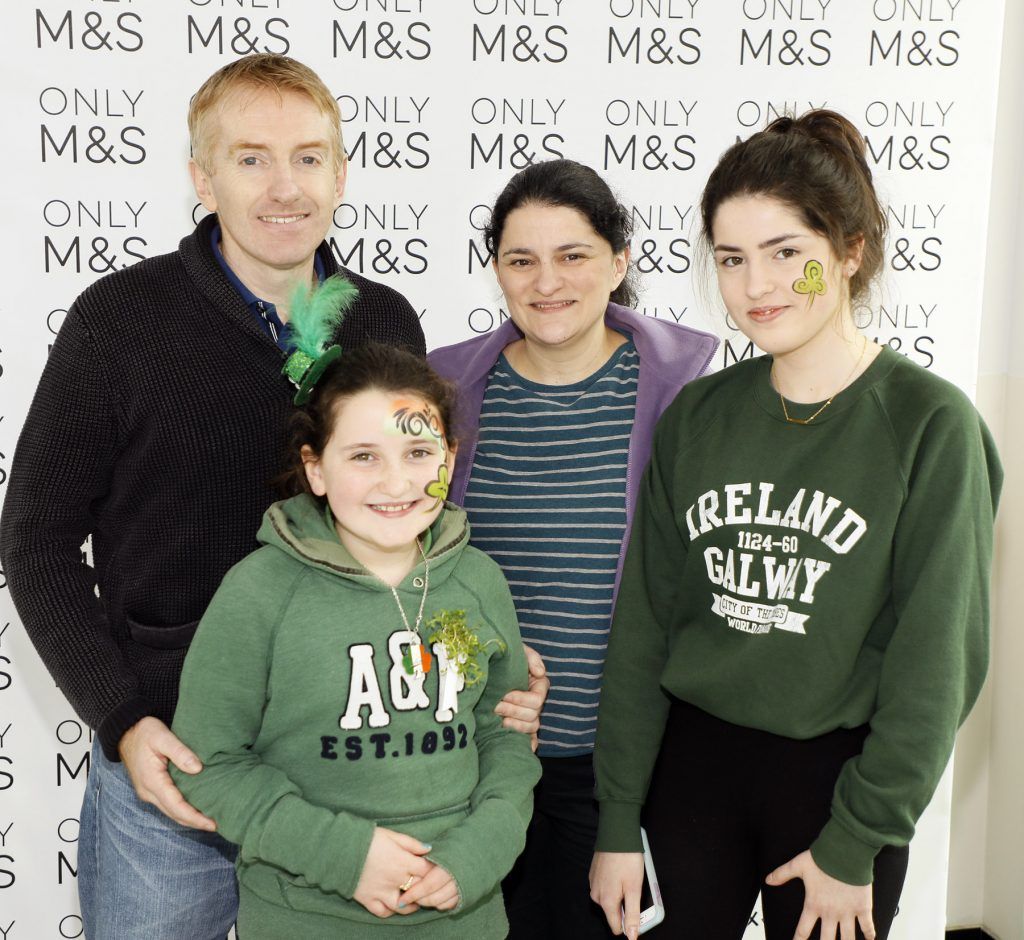 Aidan, Niamh, Geraldine and Fleur Cahill at the St. Patrick's Day Festival VIP Breakfast proudly sponsored by Marks & Spencer at the Rooftop Cafe in M&S Grafton Street. Photo by Kieran Harnett