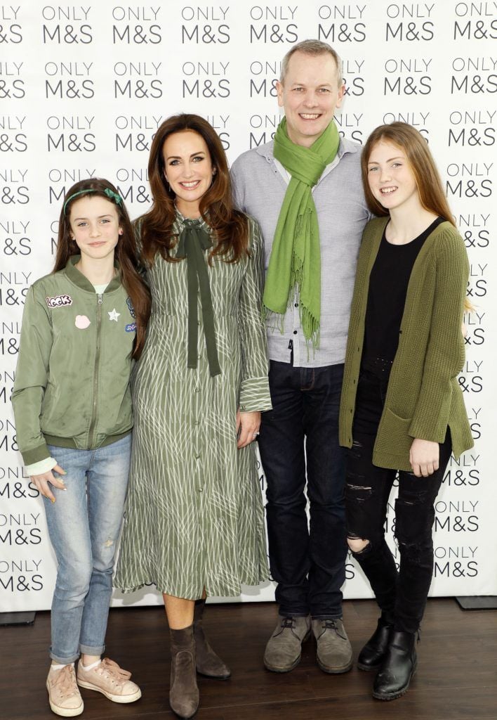 Lorraine Keane and Peter Devlin with their daughters Romy and Emelia at the St. Patrick's Day Festival VIP Breakfast proudly sponsored by Marks & Spencer at the Rooftop Cafe in M&S Grafton Street. Photo by Kieran Harnett