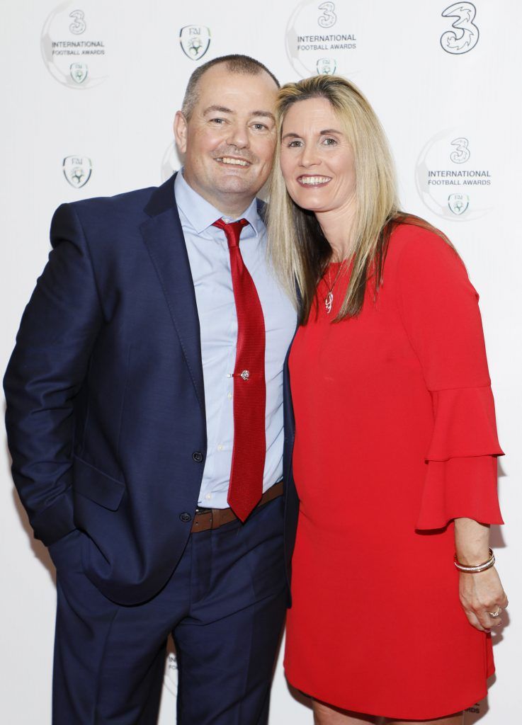 Chris Mc Elligott and Elizabeth Mangan at the Three FAI International Football Awards 2017 held in RTE-photo Kieran Harnett