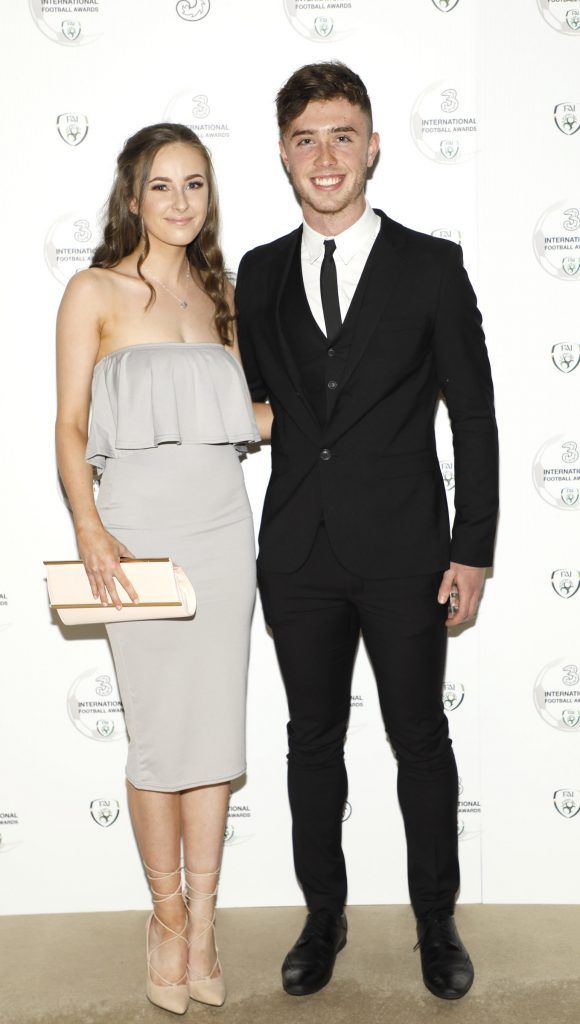 Nicole Wright and Shane Hanney at the Three FAI International Football Awards 2017 held in RTE-photo Kieran Harnett