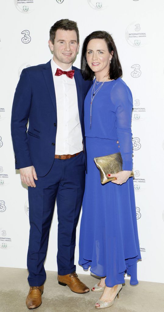 Shane and Carrie Doherty at the Three FAI International Football Awards 2017 held in RTE-photo Kieran Harnett