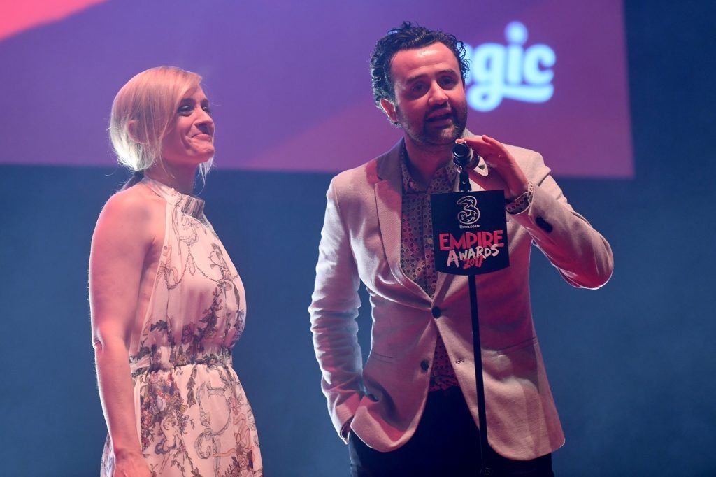 Anne-Marie Duff (L) and Daniel Mays present the award for Best TV Series during the THREE Empire awards at The Roundhouse on March 19, 2017 in London, England.  (Photo by Stuart C. Wilson/Getty Images)