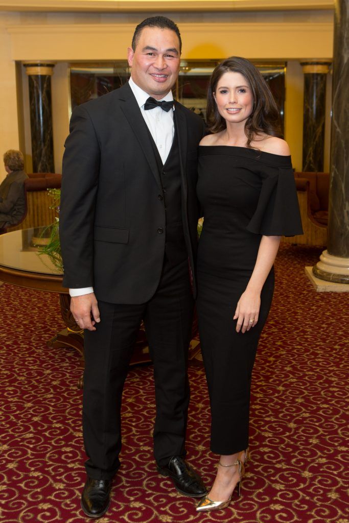 Pat Lam, Connacht Rugby and Lorna Byrne, Salthill Hotel pictured at the Galway Hospitality Industry Ball 2017 which honoured Connacht Rugby head coach Pat Lam at the Galway Bay Hotel. Photo Martina Regan