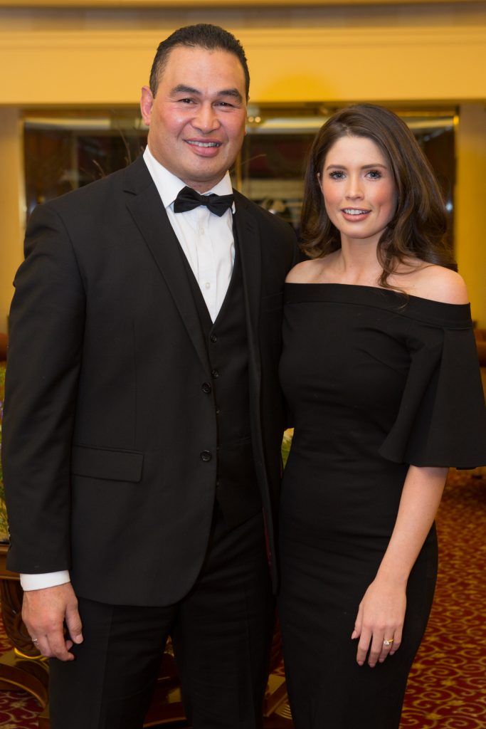 Pat Lam, Connacht Rugby and Lorna Byrne, Salthill Hotel pictured at the Galway Hospitality Industry Ball 2017 which honoured Connacht Rugby head coach Pat Lam at the Galway Bay Hotel. Photo Martina Regan