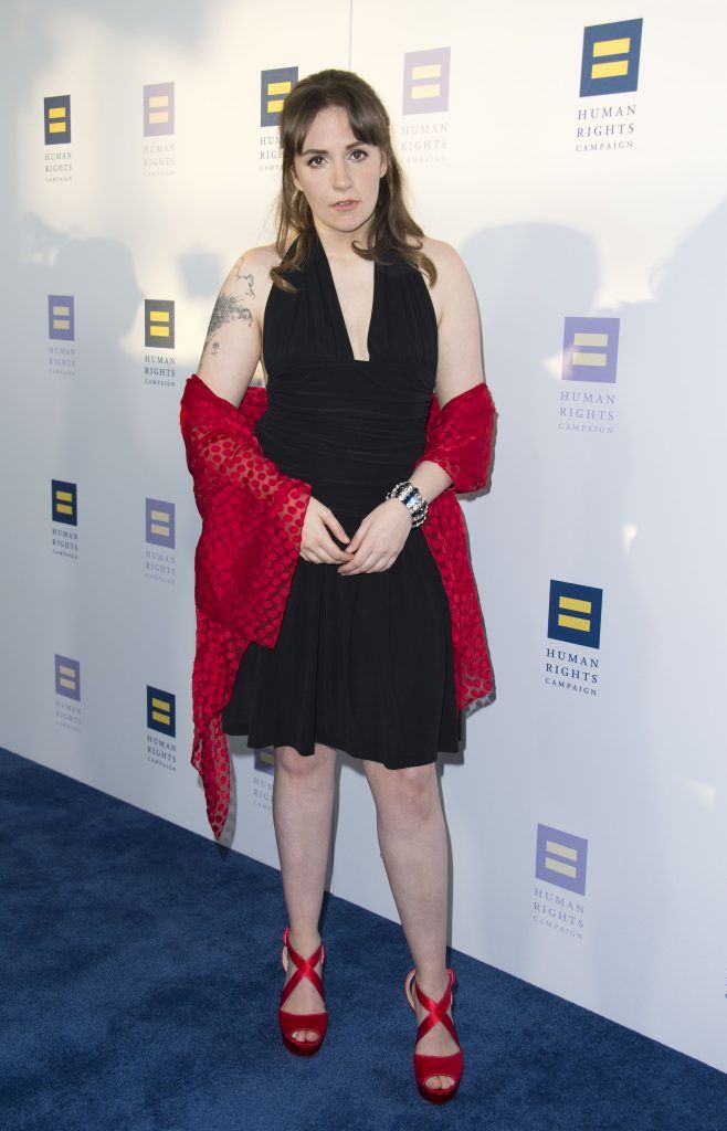 Actress Lena Dunham arrives at The Human Rights Campaign (HRC) Los Angeles Gala honoring Equality Champions Katy Perry and America Ferrera on March 18, 2017 in Los Angeles, California.  (Photo VALERIE MACON/AFP/Getty Images)