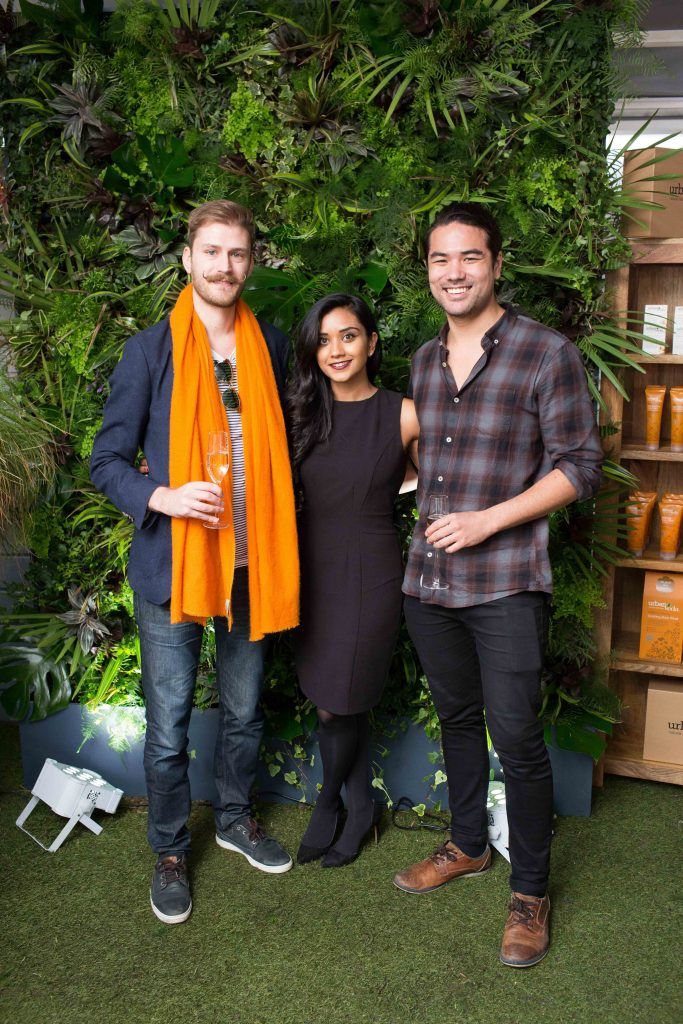Vincent Myers Tanya Shah and Alexander Nordmark pictured at the launch of the Urban Veda natural skincare range in Ireland at House Dublin, Lower Leeson St. Photo by Richie Stokes
