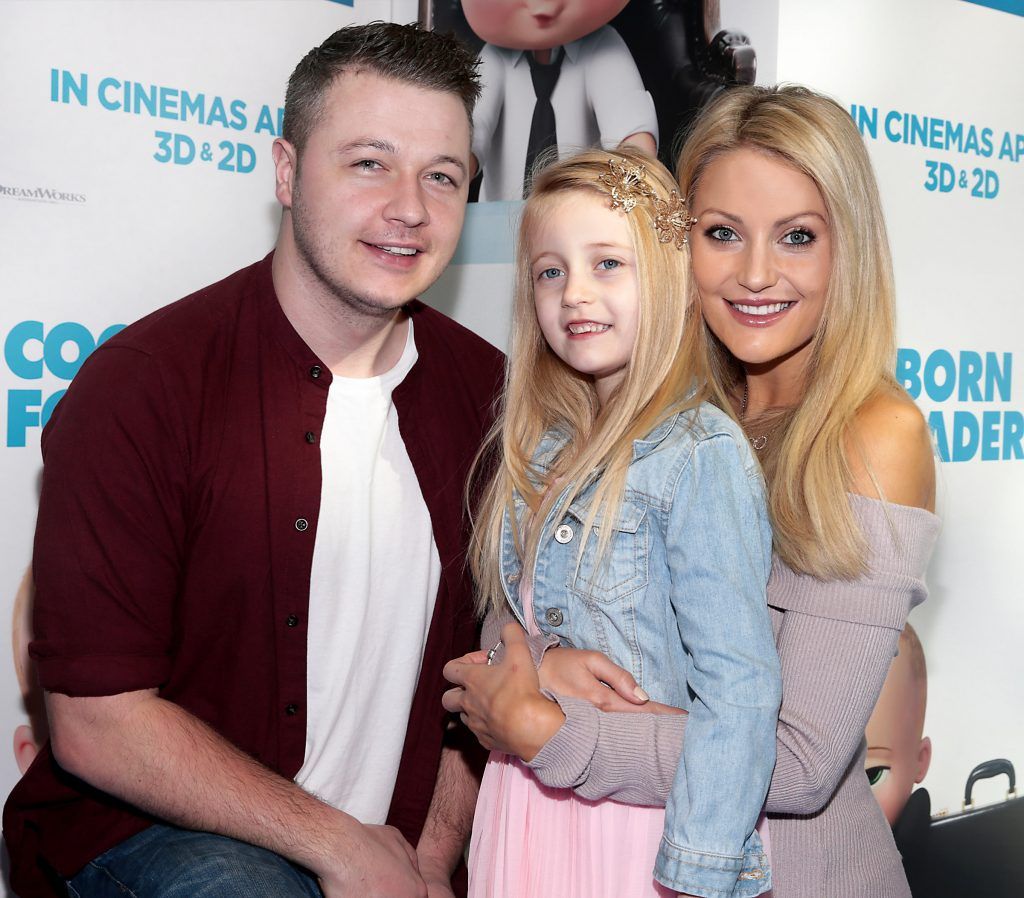 Keith Malone, Kayla Blanc and Kerri Nicole Blanc  pictured at the special preview screening of Boss Baby at The Odeon Cinema in Point Village, Dublin. Picture by Brian McEvoy.