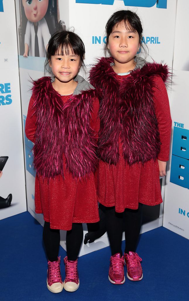 Vivian Zhang and Vicky Zhang pictured at the special preview screening of Boss Baby at The Odeon Cinema in Point Village, Dublin. Picture by Brian McEvoy.