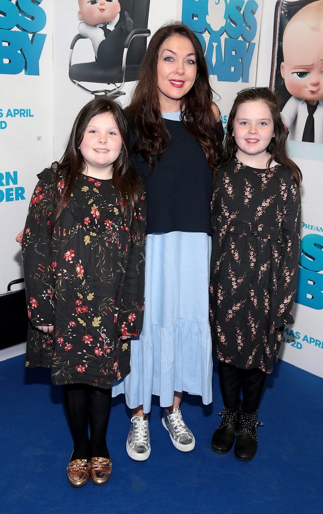 Maggie McGettigan ,Polly McGettigan and Rocha McGettigan pictured at the special preview screening of Boss Baby at The Odeon Cinema in Point Village, Dublin. Picture by Brian McEvoy.