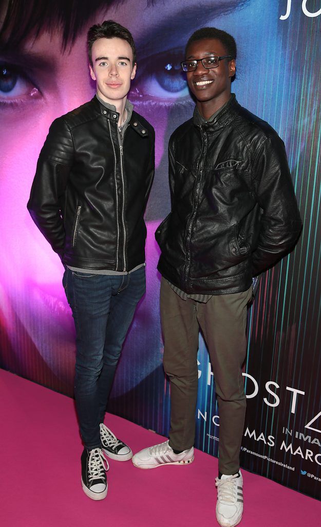 Jamie Waters and Fareed Idris ictured at the special preview screening of the film Ghost in the Shell at Cineworld, Dublin. Picture: Brian McEvoy.