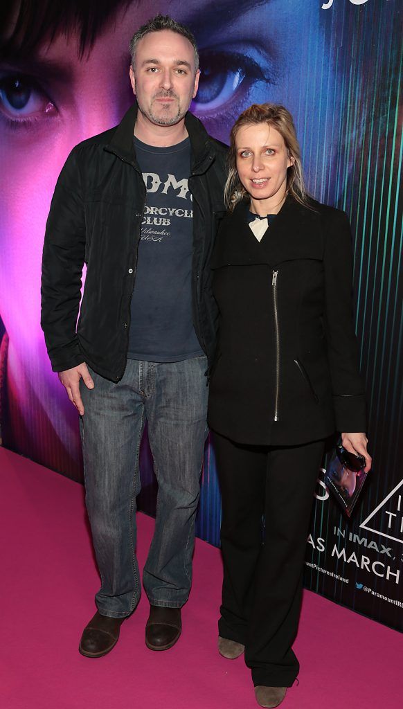 Paul Gleeson and Aga Gleeson ictured at the special preview screening of the film Ghost in the Shell at Cineworld, Dublin. Picture: Brian McEvoy.