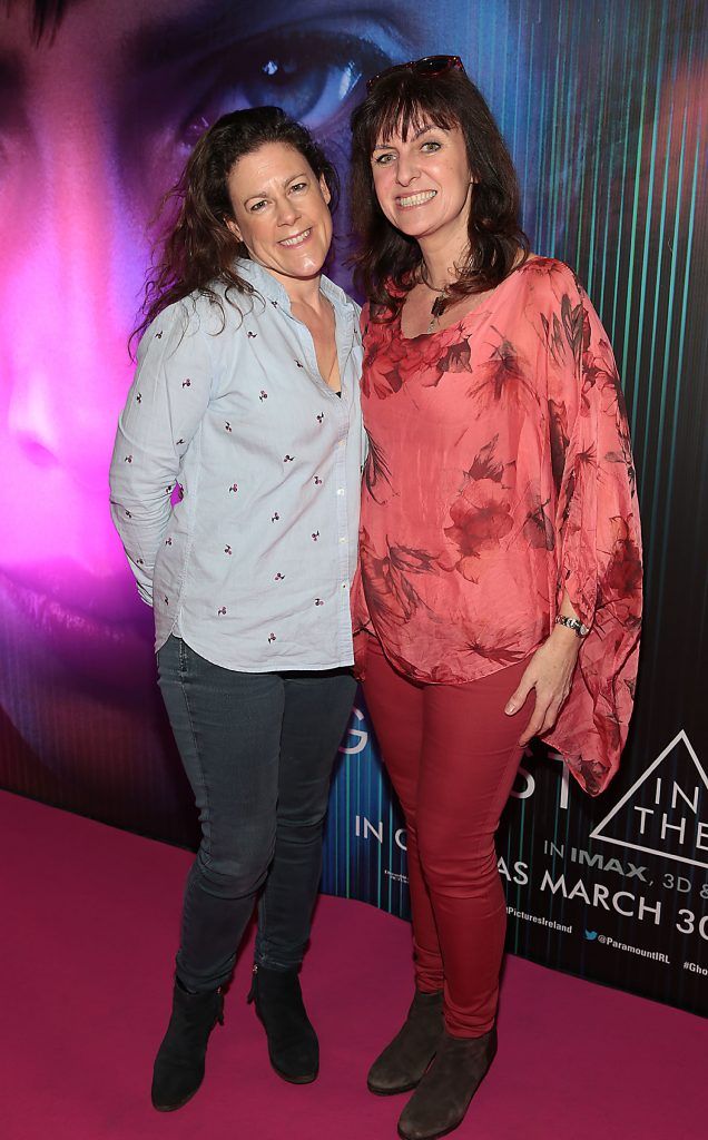 Rebecca Burrell and Sharon Kenny ictured at the special preview screening of the film Ghost in the Shell at Cineworld, Dublin. Picture: Brian McEvoy.