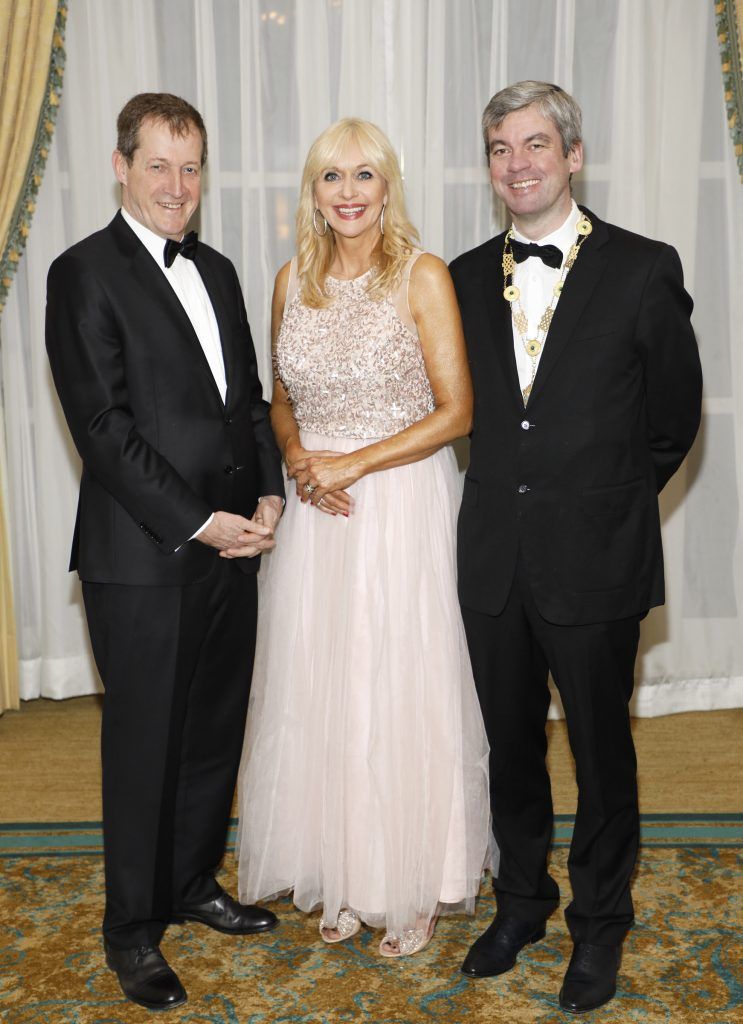 Alastair Campbell, Miriam O'Callaghan and Stuart Gilhooly President of the Law Society at the Law Society Spring Gala held at the InterContinental Hotel-photo Kieran Harnett