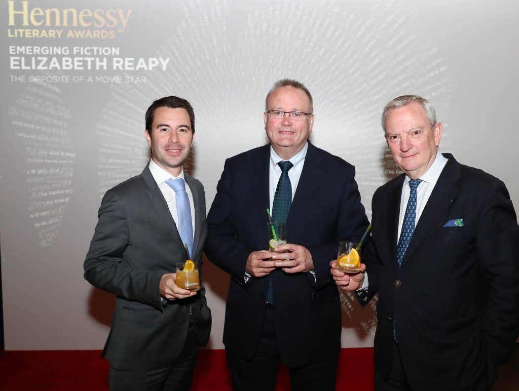 Vincent Borjon Prive from Moet Hennessy, Andy O’Hara, CEO Edward Dillon; Jean-Michel Cochet, Hennessy Ambassador  pictured at The Hennessy Literary Awards at IMMA Kilmainham Pic: Marc O'Sullivan