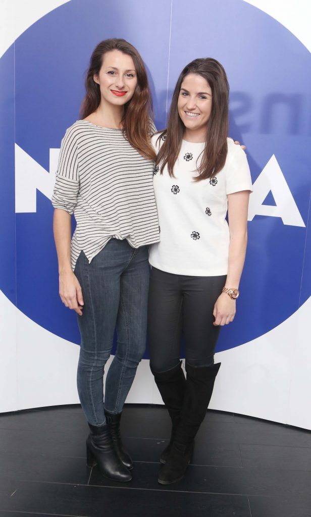 Rachel Ryan and Ana Yanez pictured as The Nivea Cleansing Blue Room hosted Lauren Murphy, The Voice UK & celebrity make-up artist as well as Dramatic Mac and the NIVEA skincare and MUA team. The event took place in Dylan Bradshaw on South William Street 2. Photo: Leon Farrell/Photocall Ireland.