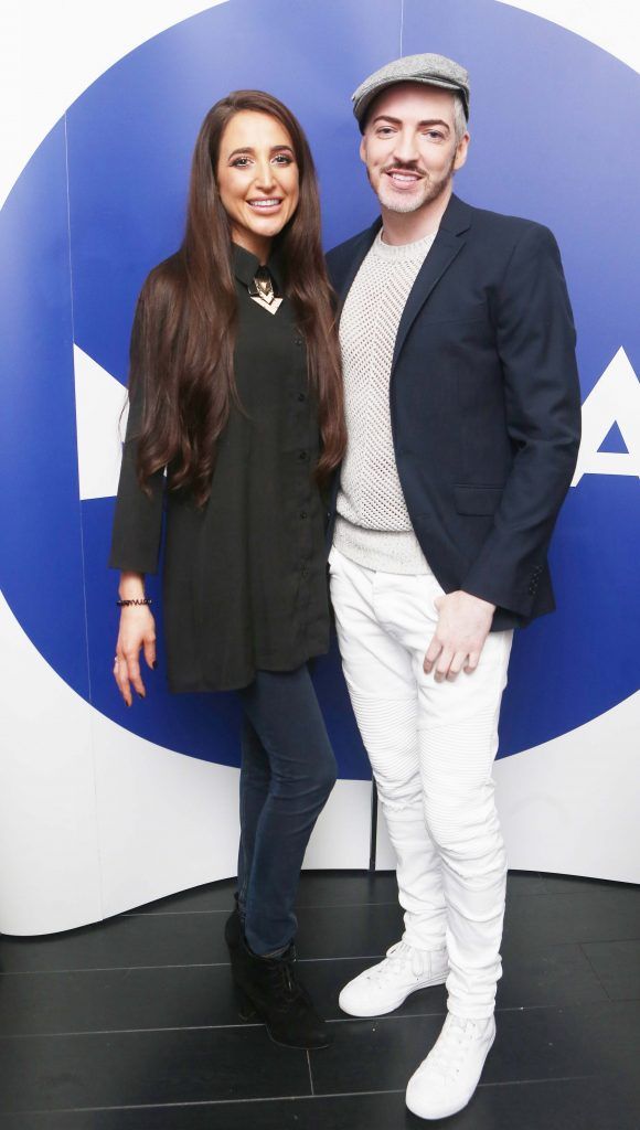 Nimah Kuzbari and Dillon St Paul pictured as The Nivea Cleansing Blue Room hosted Lauren Murphy, The Voice UK & celebrity make-up artist as well as Dramatic Mac and the NIVEA skincare and MUA team. The event took place in Dylan Bradshaw on South William Street 2. Photo: Leon Farrell/Photocall Ireland.