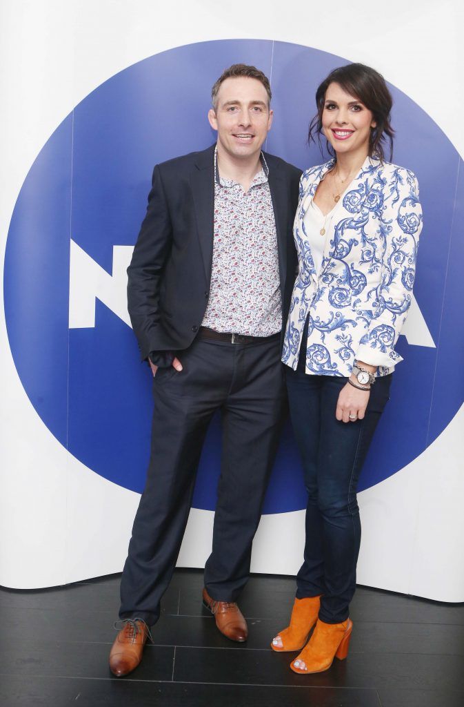 Paddy Carmody and Breena Cooper pictured as The Nivea Cleansing Blue Room hosted Lauren Murphy, The Voice UK & celebrity make-up artist as well as Dramatic Mac and the NIVEA skincare and MUA team. The event took place in Dylan Bradshaw on South William Street 2. Photo: Leon Farrell/Photocall Ireland.