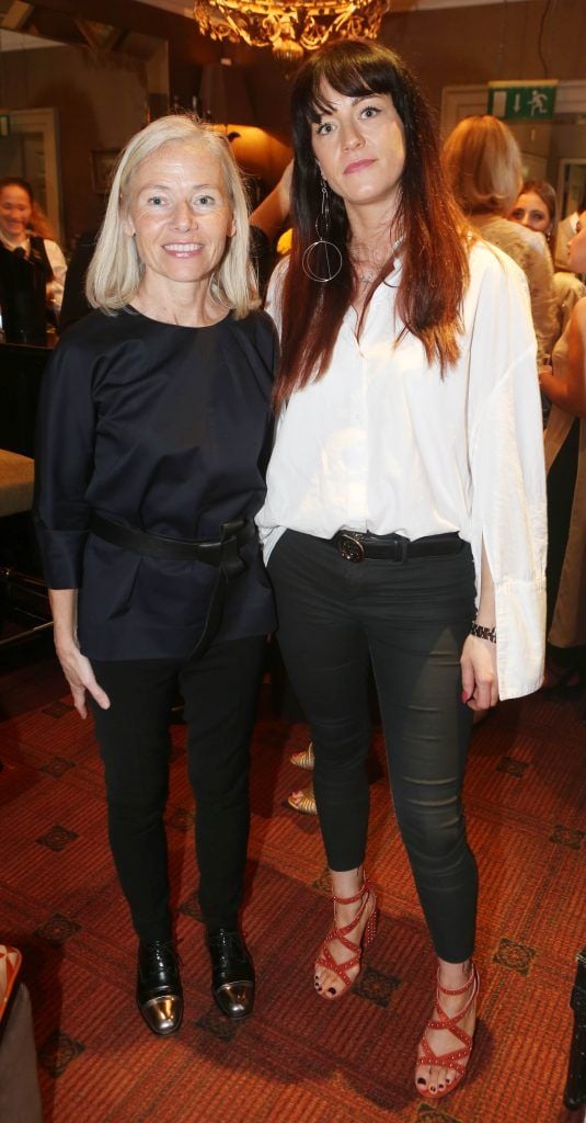 Linda Byrne and Lucy Muller pictured at the River Island NCAD Fashion Design Bursary Awards in the Residence on St Stephans Green. Photo: Leon Farrell/Photocall Ireland