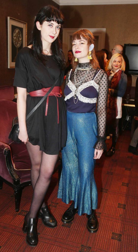 Rebecca O Dwyer and Anja Maye pictured at the River Island NCAD Fashion Design Bursary Awards in the Residence on St Stephans Green. Photo: Leon Farrell/Photocall Ireland