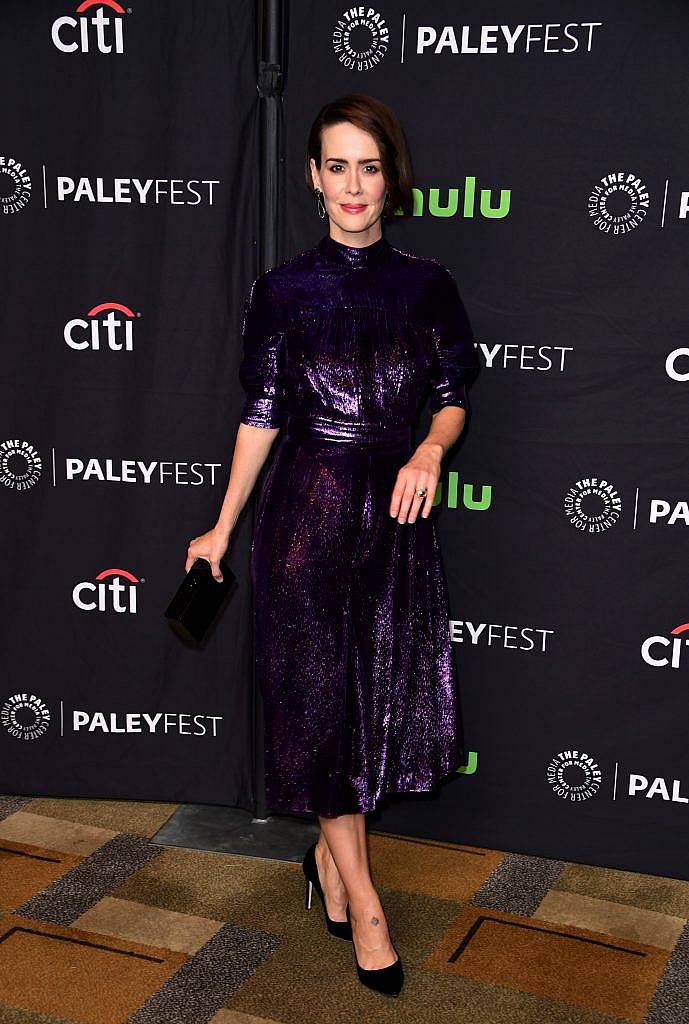 Actress Sarah Paulson arrives for the Paley Center For Media's 34th Annual PaleyFest Los Angeles "American Horror Story "Roanoke" screening at the Dolby Theatre, Hollywood, California on March 26, 2017. (Photo by MARK RALSTON/AFP/Getty Images)