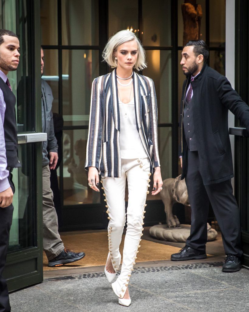 Cara Delevingne leaves a hotel room in New York City, New York, United States on 30 Mar 2017 (Photo by WENN.com)