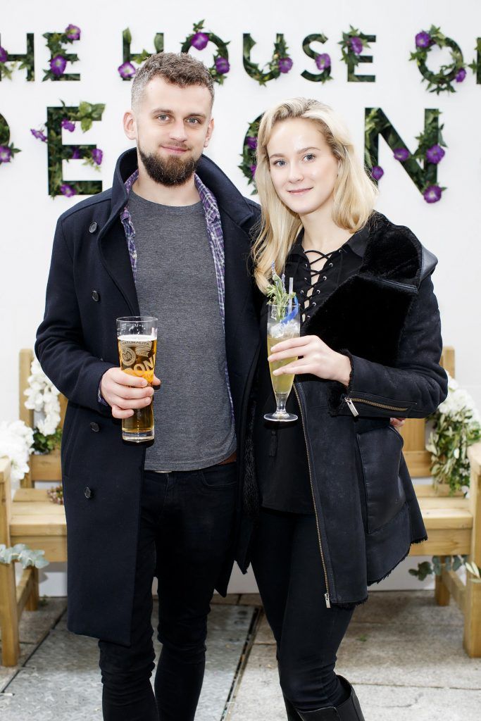 Pawel Rosadzinski and Hazel McGuinness pictured at the launch of The House of Peroni Presents: La Primavera at Meeting House Square in Dublin. La Primavera is a one-day only pop-up market from Peroni Nastro Azzurro, offering visitors the chance to savour the flavours of Italy in the spring. Picture Andres Poveda