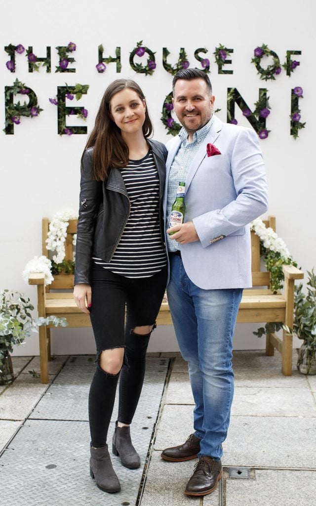 Lauren O'Hanlon and Clyde Carroll pictured at the launch of The House of Peroni Presents: La Primavera at Meeting House Square in Dublin. La Primavera is a one-day only pop-up market from Peroni Nastro Azzurro, offering visitors the chance to savour the flavours of Italy in the spring. Picture Andres Poveda