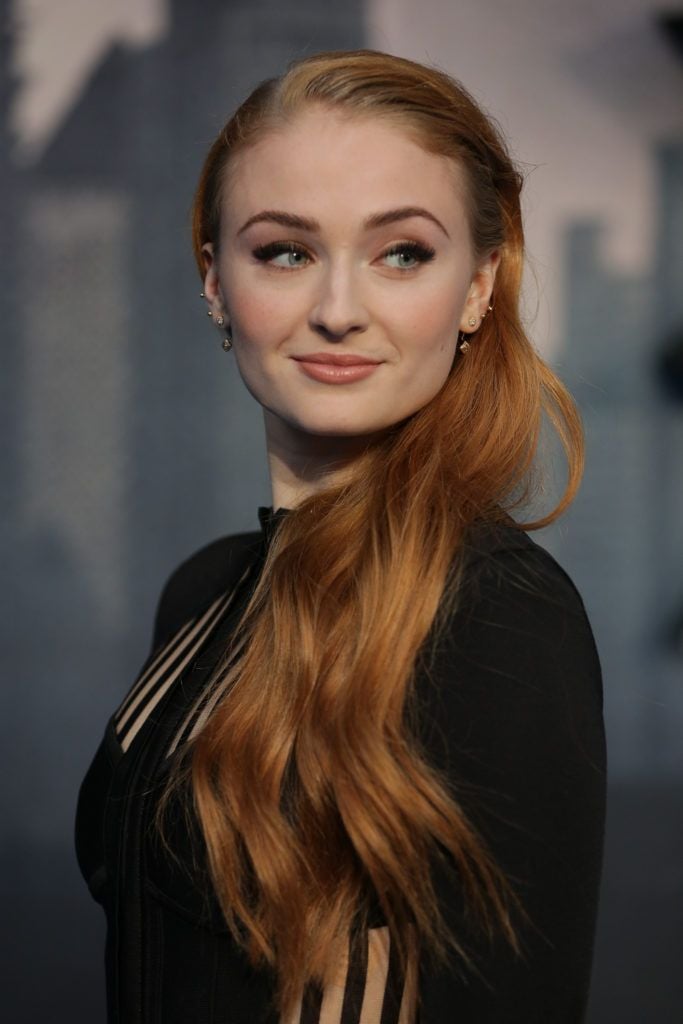 British actress Sophie Turner poses on arrival for the premiere of X-Men Apocalypse in central London on May 9, 2016. (Photo by DANIEL LEAL-OLIVAS/AFP/Getty Images)