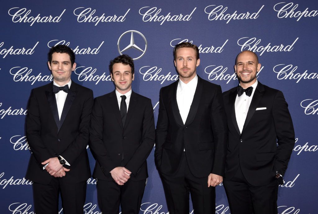 Damien Chazelle,  Justin Hurwitz, Ryan Gosling and Fred Berger attend the 28th Annual Palm Springs International Film Festival Film Awards Gala at the Palm Springs Convention Center on January 2, 2017 in Palm Springs, California.  (Photo by Emma McIntyre/Getty Images)