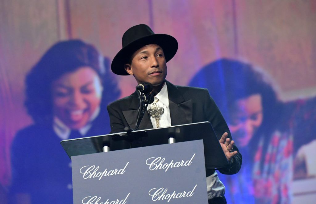 Producer Pharrell Williams speaks onstage at the 28th Annual Palm Springs International Film Festival Film Awards Gala at the Palm Springs Convention Center on January 2, 2017 in Palm Springs, California.  (Photo by Charley Gallay/Getty Images for Palm Springs International Film Festival)